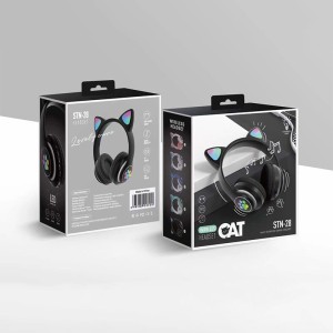 CAT STN-28 Wireless Cat Ear Headset Bluetooth 5.0 | 40mm Speaker, 400mAh Battery & 7 Hours Playtime - Stylish Over-Ear Headphones