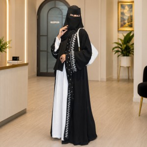 Exclusive Rose Arabian Borka 3-Piece Set - Original Dubai Fabric & Embroidery (Koti, Inner & Hijab)