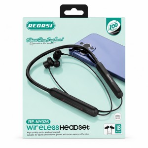 Recrsi RE-NY026 Wireless Bluetooth Neckband Headset | 18 Hours Playtime, Super Waterproof Sports Earphones with Mic, EQ & Magnetic Earbuds