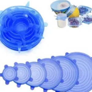 6Pcs Silicone Stretch Lids Reusable Food Storage Reusable Various Sizes Cover for Bowls