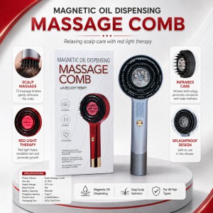 Magnetic Oil Dispensing Massage Comb (with Red Light Therapy)