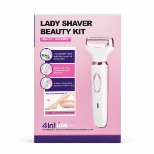4-in-1 Rechargeable Lady Shaver & Hair Removal Beauty Kit for Women | Painless Electric Razor, Eyebrow, Nose & Body Hair Trimmer (USB Charging)