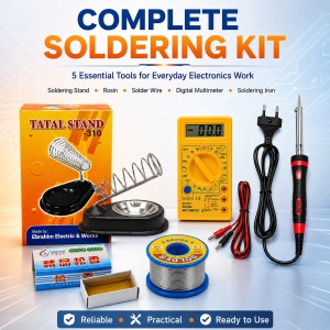 Master Soldering Combo Kit - 60W Soldering Iron, Multimeter, Stand, Lead & Rosin 5 in 1
