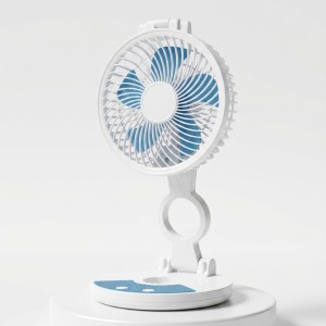 ZT rechargeable folding desktop fan with an integrated LED light