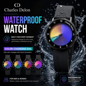 Charles Delon waterproof Dial Colour Changing Watch For Him & Her (black)
