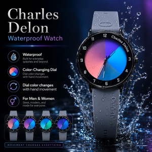 Charles Delon waterproof Dial Colour Changing Watch For Him & Her (Ash)