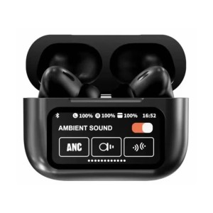 A9 Pro ANC True Wireless Earbuds – Smart Touch Screen Charging Case, Active Noise Cancellation, 13mm Drivers, GPS Location & 35H Battery
