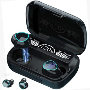 M10 True Wireless Earbuds – Bluetooth 5.1 TWS with 2000mAh Power Bank Charging Case, LED Battery Display, IPX7 Waterproof & Hi-Fi 9D Bass