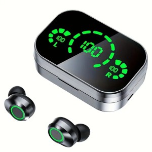 YDmini Portable True Wireless Earbuds – Bluetooth 5.3 TWS with Mirror Finish LED Display, 9D Hi-Fi Stereo Sound, Power Bank Case & IPX7 Waterproof