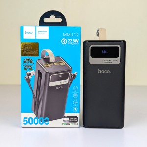 Hoco MMJ-12 50000mAh Fast Charging Power Bank – 22.5W PD/QC Portable Charger with Triple Outputs, LED Digital Display & Multi-Protection Safety