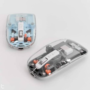 Transparent Wireless Mouse – Tri-Mode 2.4G & Bluetooth 5.3 Ergonomic Optical Mouse with Type-C Rechargeable Battery, Adjustable 1600 DPI, RGB Breathing Light & Desktop Return Button