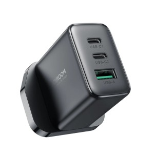 Joyroom JR-TCF10 32W Fast Charger – 2C1A Tri-Port Wall Adapter with Smart Charging Technology, Multi-Layer Safety Protection & Compact Design (Black)