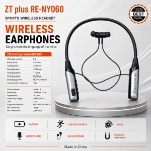 ZT Plus Wireless Neckband Headset – Bluetooth Headset with 200H Battery Backup, LED Digital Display, TF Card Slot, Fast Charging & Magnetic In-Ear Design