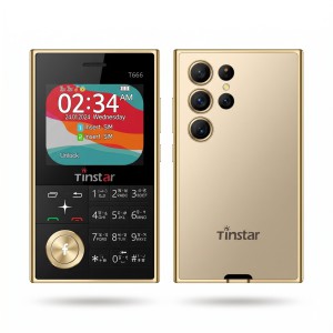 Tinstar T666 Dual sim supported Card phone Golden color