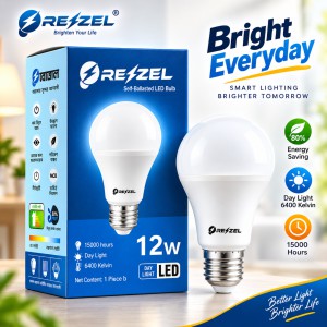 Rezzel Self-Ballasted LED Bulb 12W – Energy Saving 6400K Cool White LED Light Bulb with 270° Beam Angle, High Lumen Output & 1 Year Warranty