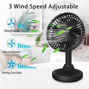 Awei F29 Compact Rechargeable Desktop Fan – 3600mAh Battery, 5.5-Inch 7-Blade Strong Airflow, 90° Auto Oscillation, Silent Brushless Motor & Type-C Charging