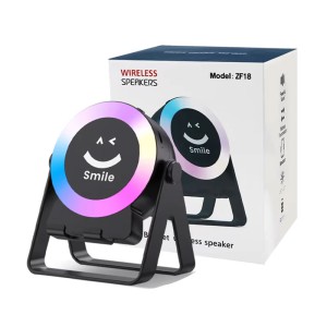 ZF18 2-in-1 Sensor Bluetooth Speaker & Foldable Mobile Holder – 360-Degree Rotating Phone Stand with RGB LED Light, Powerful Bass & Rechargeable Battery