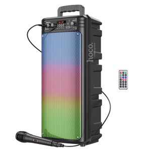 Hoco BS52 20W Karaoke Bluetooth Speaker – 6.5-Inch Dual Drivers, Bluetooth 5.0, TWS, FM, USB/TF Support, RGB Lights & Wired Microphone Included