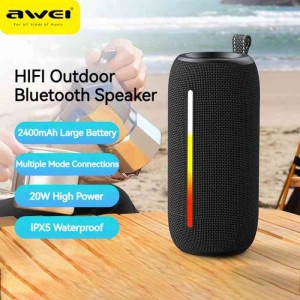 Awei Y788 LED Flashing Soundbar Wireless Bluetooth Speaker – 20W Dual Horns, Bluetooth 5.1, IPX6 Waterproof, TWS Stereo & 2400mAh Battery
