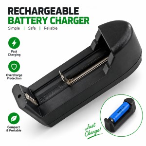 Universal Rechargeable Battery Charger – Multi-Functional Wall AC Fast Smart Charger with Auto-Stop, LED Indicator for 18650, 14500, 16340 & More Lithium-Ion Batteries