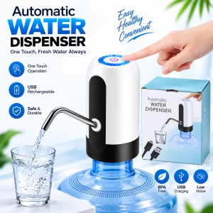 Rechargeable Electric Water Dispenser Pump – Universal Wireless Smart Drinking Water Bottle Pump with USB Charging, 360-Degree Rotation & One-Touch Operation