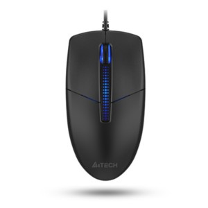 A4Tech N-530 Illuminated Wired Optical Mouse – 1200 DPI, Symmetric Design, 1.5M USB Cable, Plug & Play & Durable Build for PC & Laptop