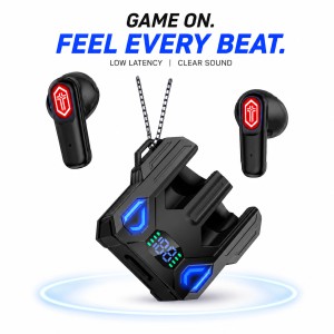 Mecha Design Gaming True Wireless Earbuds – Futuristic TWS with Low Latency Mode, Digital LED Battery Display & Rich Bass