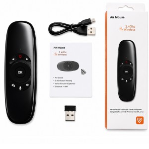 Wireless Air Mouse with Dual-Sided QWERTY Keyboard & Gyroscope