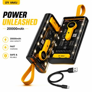 Transparent 66W High-Speed Power Bank 20000mAh – PD 22W Fast Charging Portable Charger with Digital LED Display & Multi-Device Support