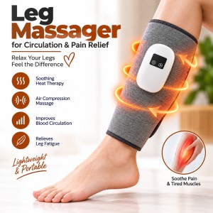 Cordless Leg Massager for Circulation and Pain Relief – Calf Air Compression Massager with Heat Therapy, Rechargeable Wireless Leg Wrap for Muscle Fatigue