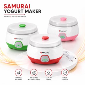 Samurai 1.5L Fully Automatic Yogurt Maker – 15W Electric Doi Maker Machine with Auto Temperature Control for Home-Made Healthy Yogurt