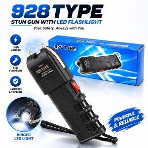 Self Defence Stun Gun 928 with Flashlight – 2500kV High Voltage Rechargeable Tactical Stun Torch with Safety Switch & Compact Portable Design