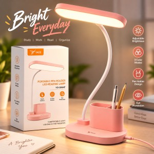 YAGE YG-8044F Portable Pen Holder LED Reading Lamp – Rechargeable Touch Control Desk Light with 1500mAh Battery, Adjustable Color Temperature & Flexible Hose Design
