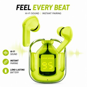 Ultrapods Pro Transparent True Wireless Earbuds – Bluetooth 5.3 TWS with Smart LED Display, ANC Noise Cancellation & IPX4 Waterproof