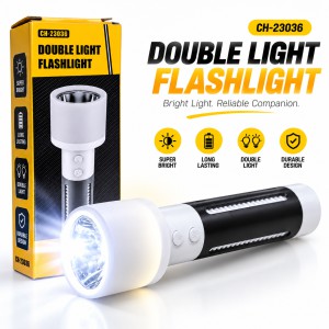 2-in-1 Rechargeable Double Light Torch & Reading Table Lamp – Multifunctional LED Flashlight & Camping Lantern with Dual Button Control & USB Charging