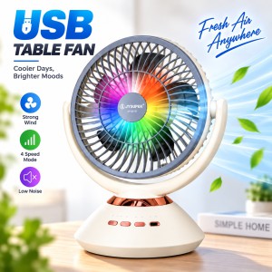 JYSUPER JY-2570 Rechargeable Stand/Table Fan with LED Light – 4 Speed Levels, 100° Auto Oscillation, 115° Tilt, Timer & Solar Panel Charging Support