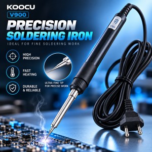 KOOCU V900 Precision Micro Soldering Iron – 200-480°C Adjustable Temperature Ceramic Heating Core Micro Soldering Pen with EU Plug for Professional & Beginners