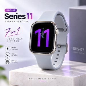 GUS-07 Series 11 AMOLED Smartwatch (7-in-1 Combo) – Vibrant Display, 7 Interchangeable Premium Straps (Silicon, Ocean, Fabric), Bluetooth Notifications & Comprehensive Health Trackers