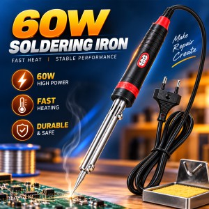 60W Electric Soldering Iron Pen Type – Adjustable Temperature 200-450°C, AC 220V External Heating Soldering Tool with Indicator Light & EU Plug for Electronics & DIY