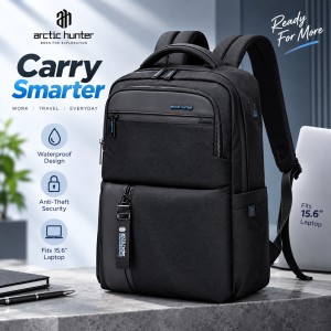 Arctic Hunter B00477 City Hunter Waterproof Anti-Theft Backpack – 15.6 Inch Laptop Compartment, Durable Smart Business Travel Daypack with Hidden Zippers & Ergonomic Padded Support