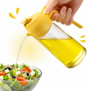 2-in-1 Sprayable & Pourable Oil Bottle – Dual-Function Glass Oil Dispenser with Leakproof Design & Large Mouth for Kitchen Cooking (450ml/600ml)