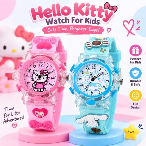 Hello Kitty Kids Analog Watch – Cute Cartoon Theme Wristwatch with Clear 1-12 Numbers, Acrylic Glass, Safe ABS Case, Educational Time-Learning & Perfect Birthday Gift for Children