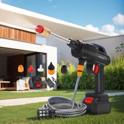High Power Car Washing Guns Wireless Rechargeable Portable High-pressure Water Pump 21V Double Battery