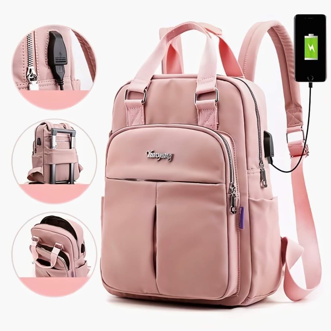 New leisure nylon ladies CHINA Bagpack (Pink)