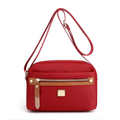 Nylon Fashion Cross-body Bag Lightweight Portable Shoulder Bag (maroon)