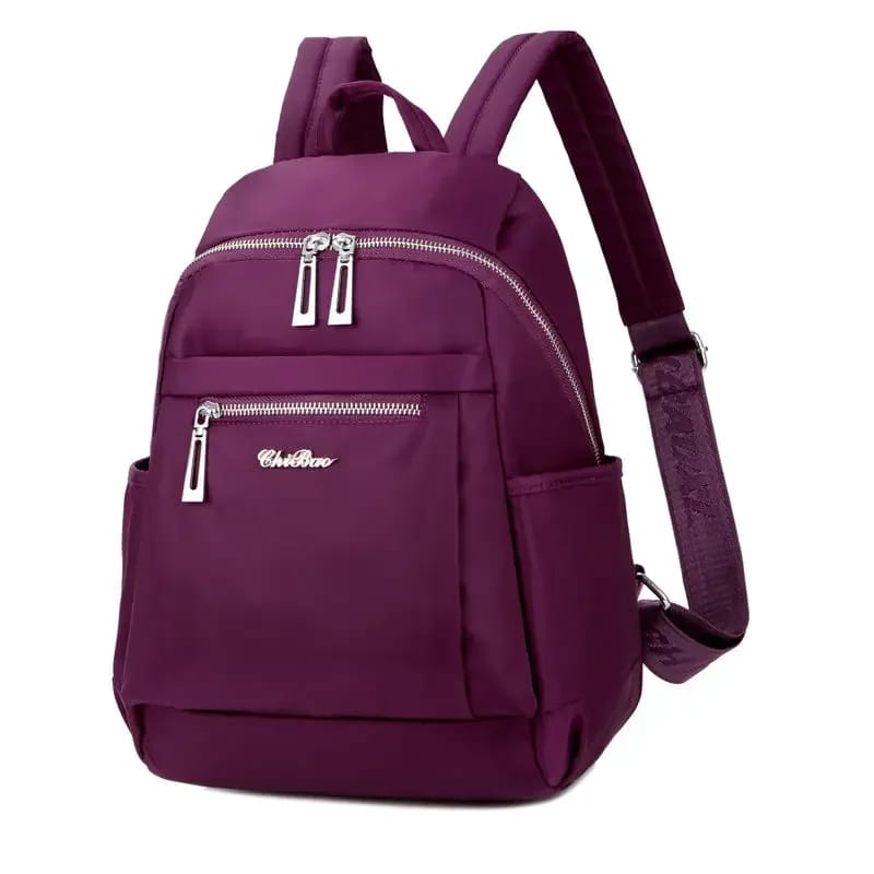 Nylon Backpack Durable Waterproof Casual Shoulder Bag (purple)