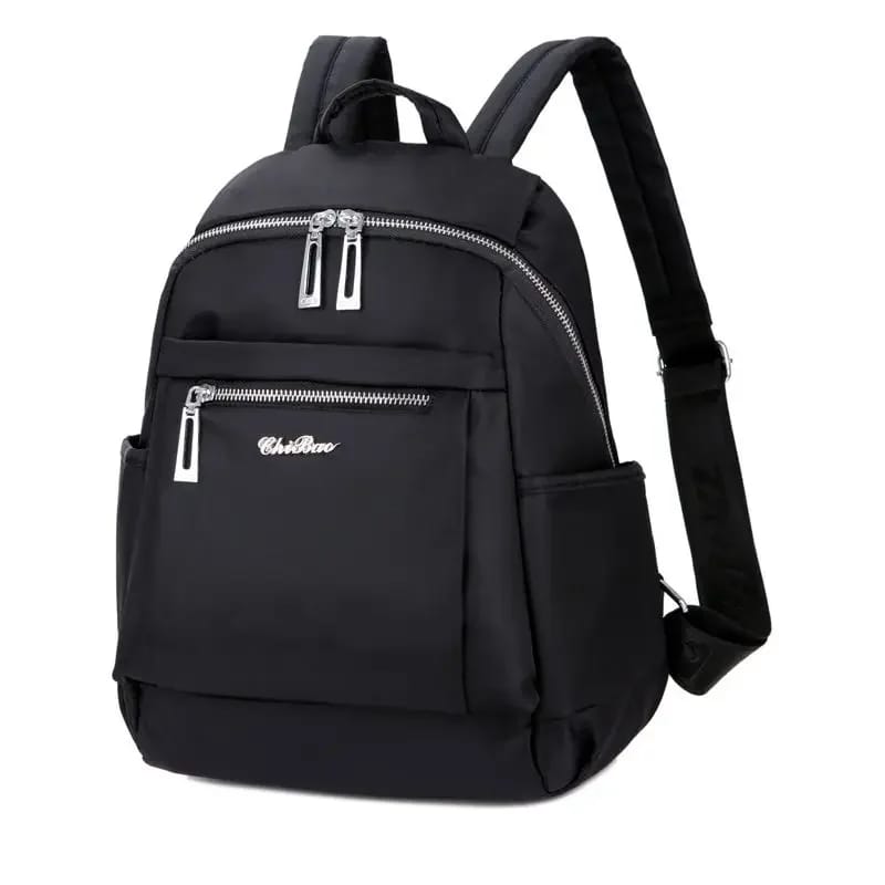 Nylon Backpack Durable Waterproof Casual Shoulder Bag (Black)