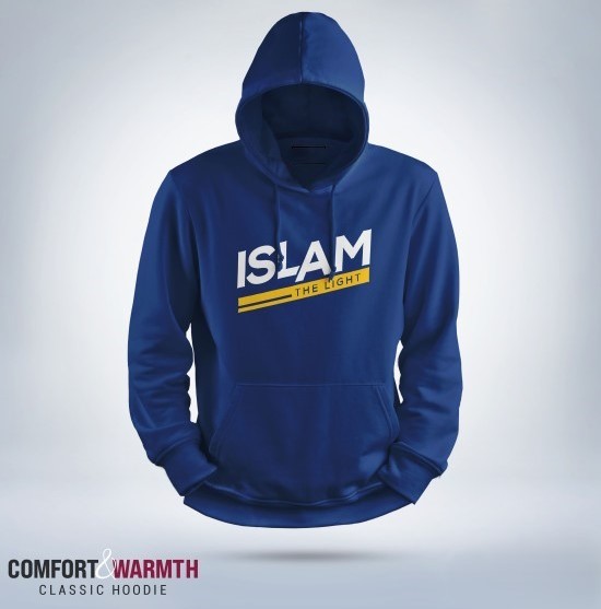 Islam The Light Islamic Graphic Hoodie (Royal Blue) Premium Cotton Export Quality Winter Wear