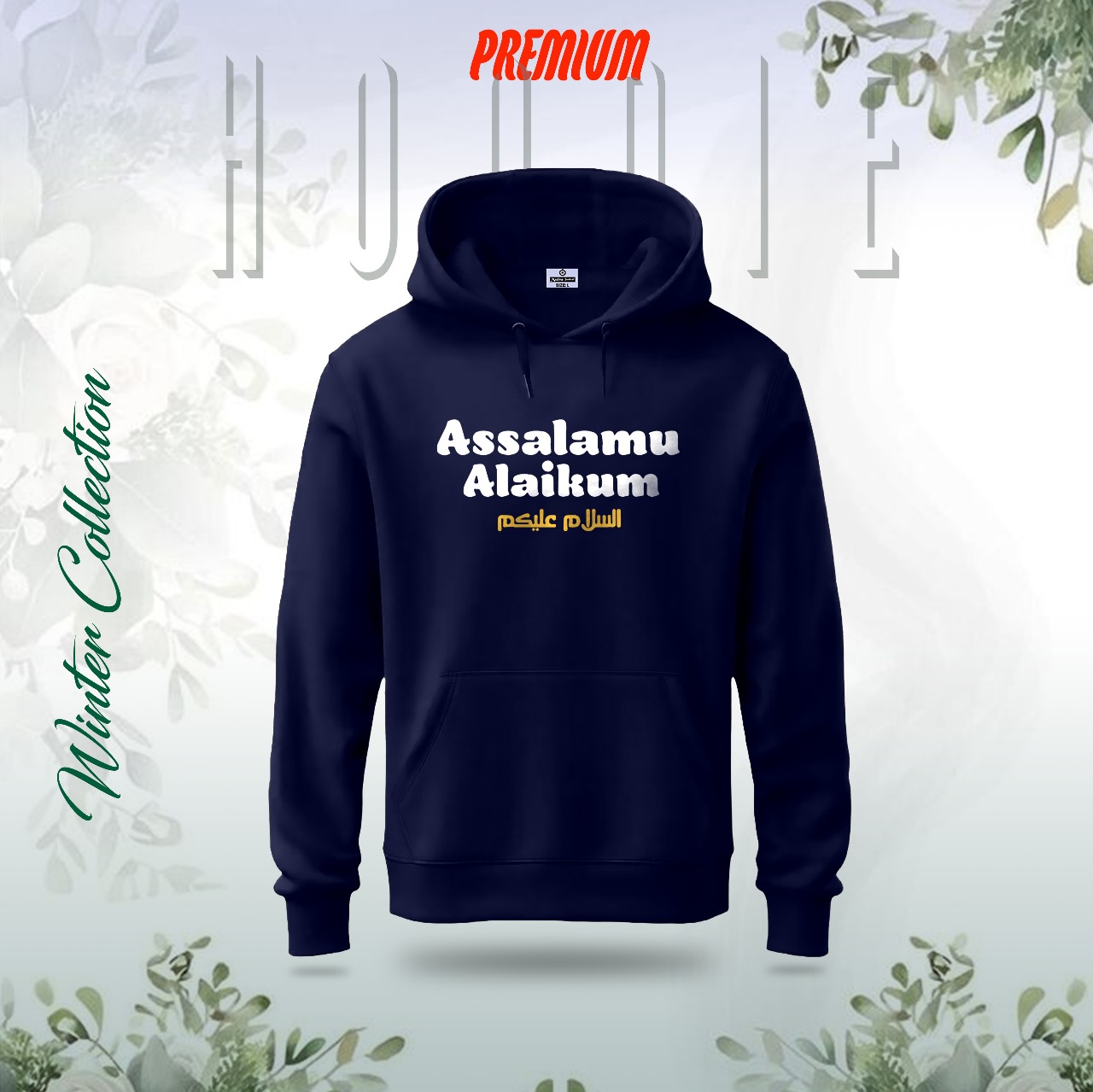 Assalamu Alaikum Islamic Graphic Hoodie (Navy Blue) Premium Cotton Export Quality Winter Wear