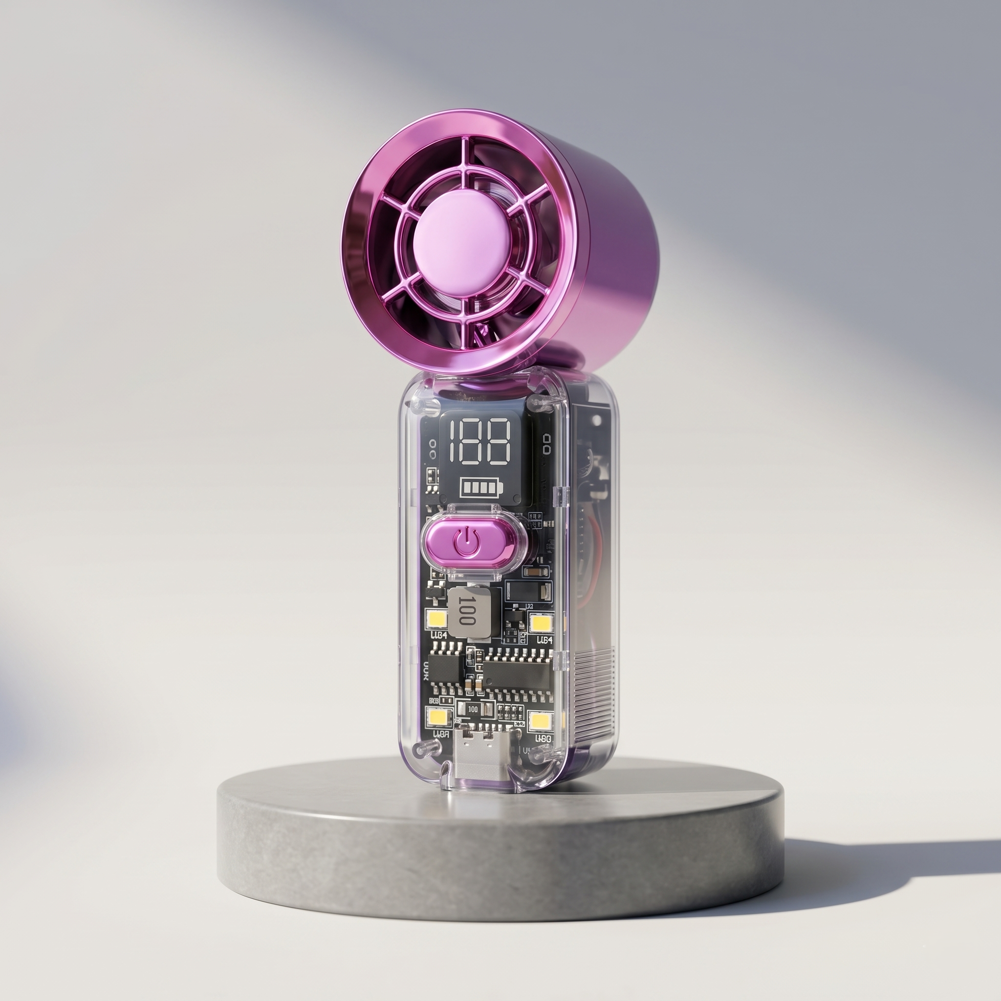 High-Speed Handheld Transparent Fan with Digital Display thumbnail